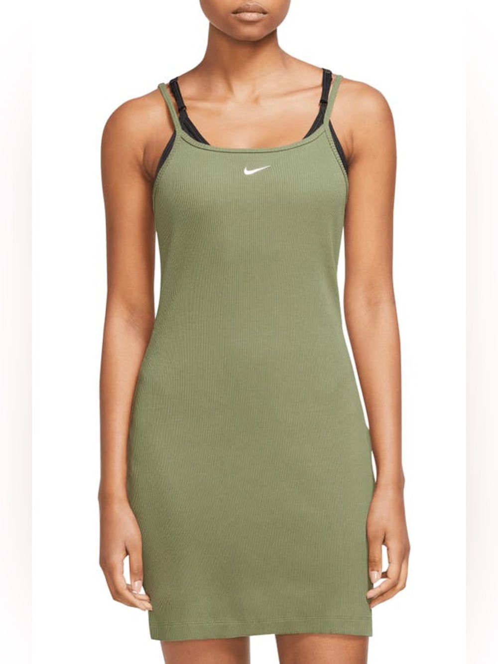 NWT Nike Women’s Sportswear Essential Ribbed Dress Green